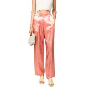 Forte Forte Satin-Finish Wide-Leg Trousers, Peach,  Size 4 US, 40 IT